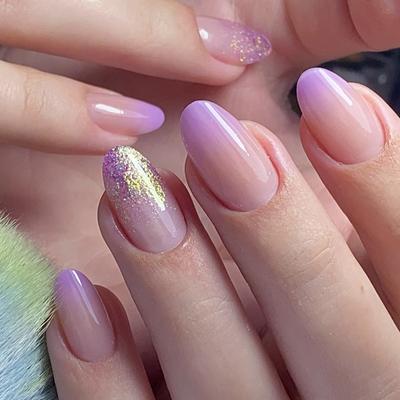 Press On Nail Almond Shaped Fake Nail Glossy Stick On Nail Natural Full Cover False Nail Acrylic Glues On Nail for Women