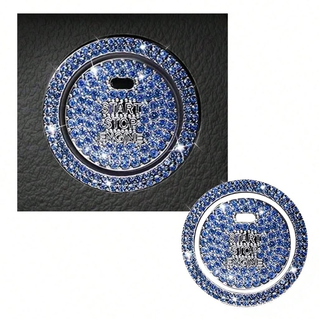 1pc Shiny Car Engine Start Stop Button Cover, Shiny Rhinestone Ring Trim, Scratch Resistant, Non-Slip, Easy To Install