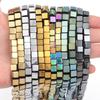 1 Strang 2/3/4/6mm Naturstein Hämatit Perlen Bunt Quadratisch Lose Abstandhalter Würfelperlen Für DIY Schmuckherstellung Armband Halskette