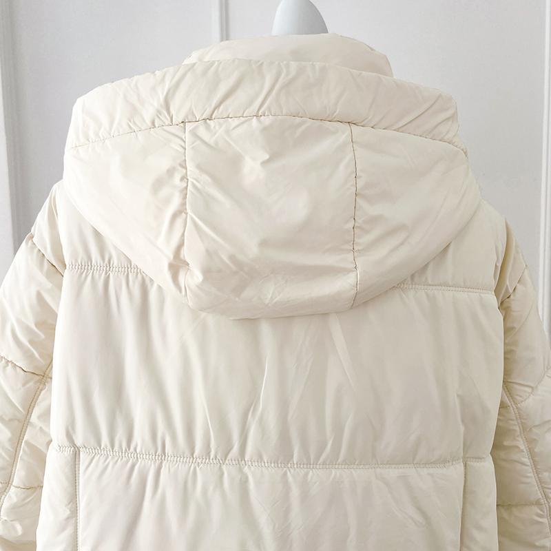 Høst Vinter Tykk Varm Middels Lang Frakk Kvinner Løs Ensfarget Hettejakke Parkas Glidelås Yttertøy S-XL