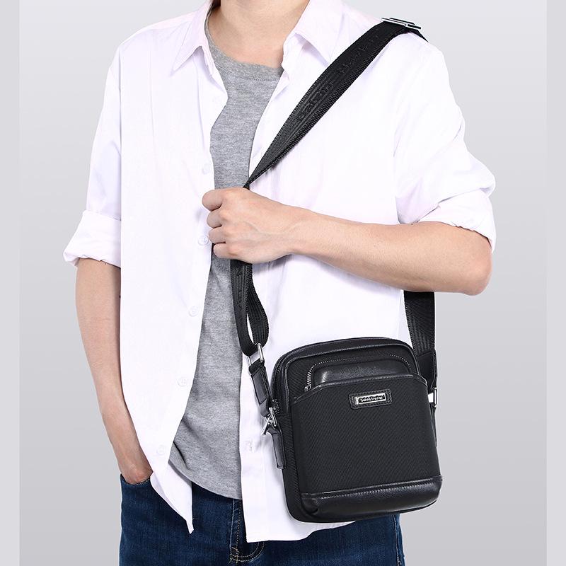Men's Genuine Leather Single Shoulder Crossbody Bag - Mini Cowhide Casual Backpack