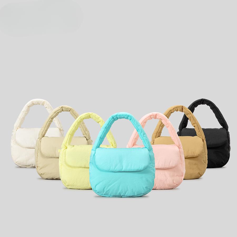 Dámská klopová kabelka na klip z bavlny, malá kabelka v bonbónové barvě, přes rameno/crossbody, roztomilá lehká sedlová kabelka