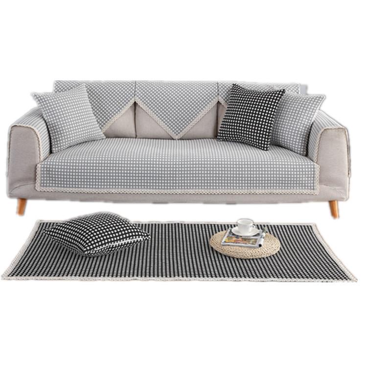 Thickened Non-Slip Cotton and Linen Sofa Cushion Wholesale Modern Simple Plaid Sofa Towel Slipcover Four Seasons