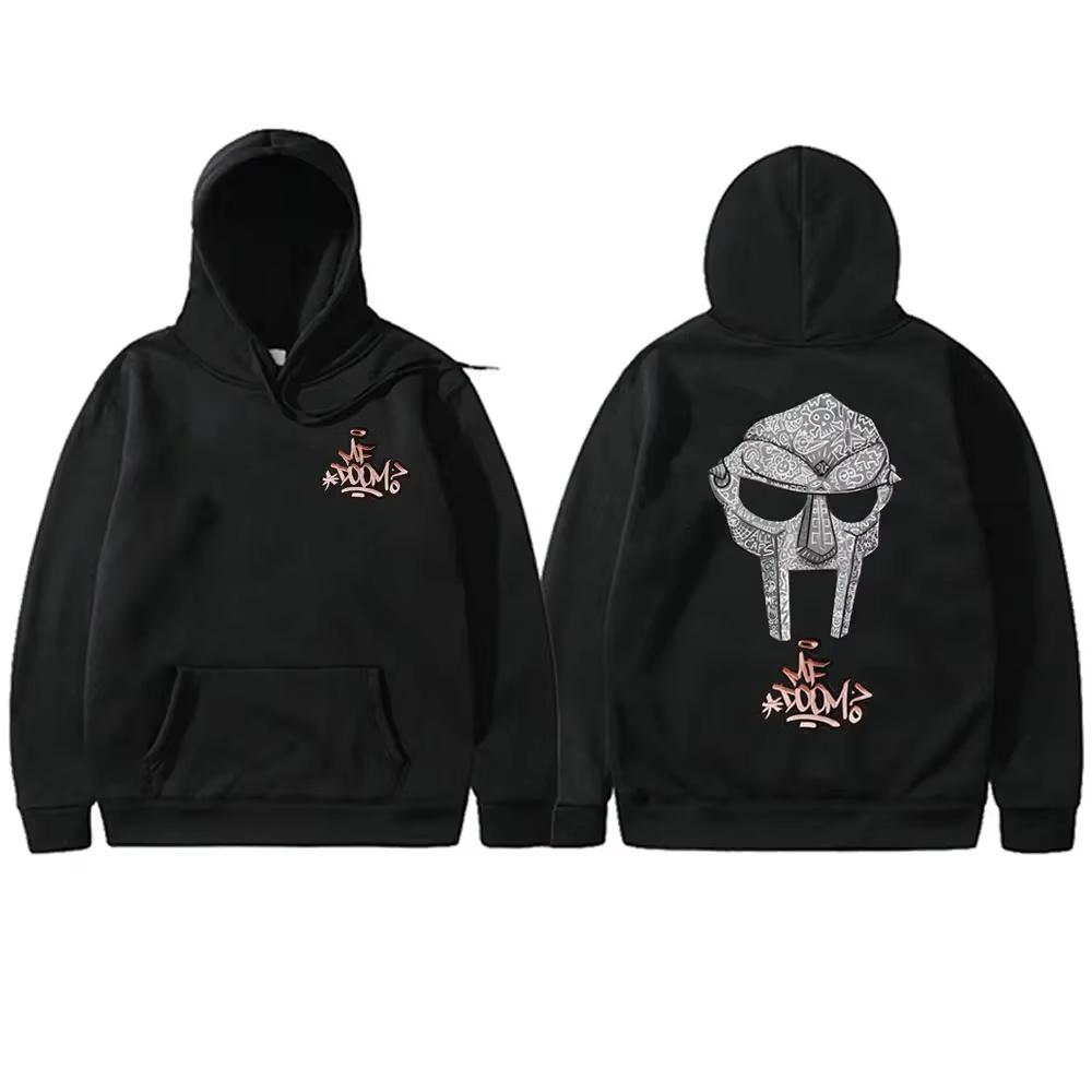 Rapper Mf Doom Madvillain Metal Mask Face Poster Graphic Print Hoodies Men Women Streetwear Hip Hop Fashion Harajuku Y2K Sweatshirt Oversized Pullover