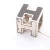 Used HERMES Cardue Ash H-cube Necklace Stainless Steel Silver Black Used