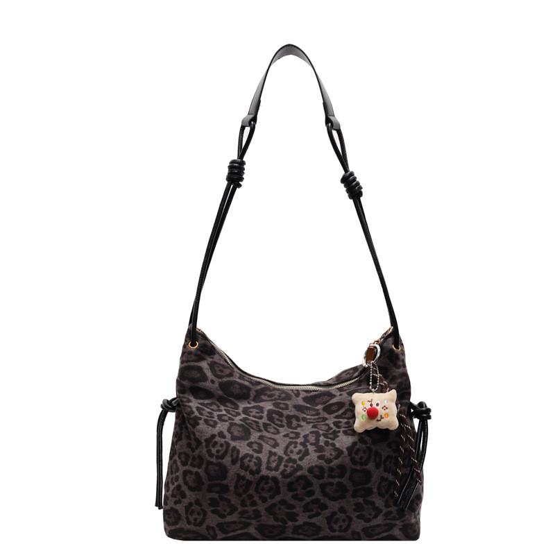 IELGY Ladies Messenger Bag - Autumn/Winter Retro Leopard Print, One-Shoulder Design