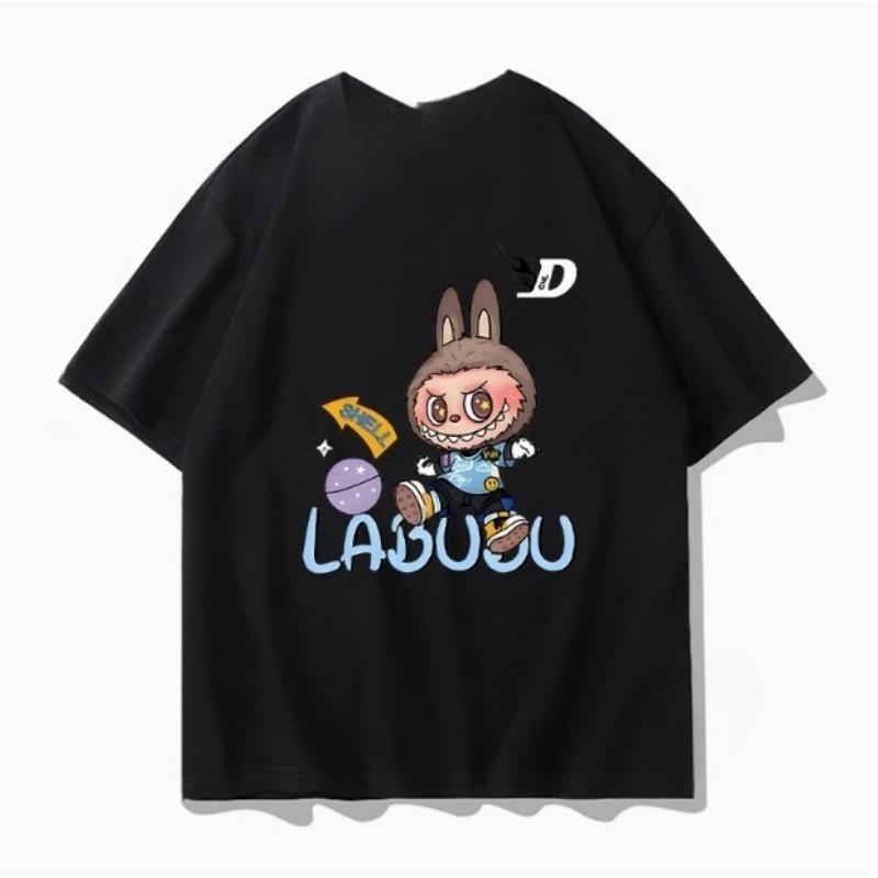 LABUBU Collaboration Short-sleeved T-shirt for Men in Summer, Labubu Doll Accessories, Loose and Versatile Clothes, Half-sleeved