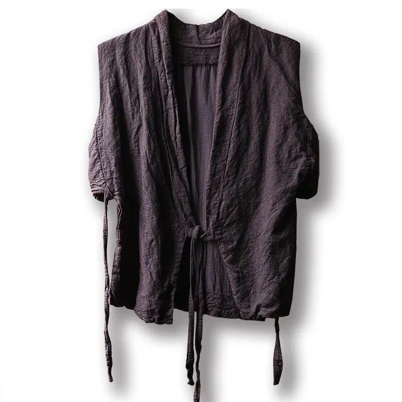 

Johnature женские винтажные льняные бандажные жилеты пальто темно-фиолетовые с v-образным вырезом одежда в китайском стиле осенние женские жилеты пальто One Size темно-фиолетового