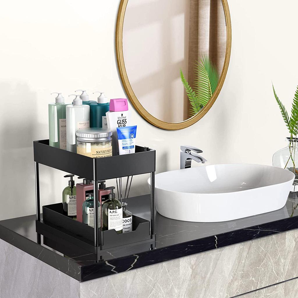 TEMU Shein H-Shaped Multifunctional Kitchen Sink Storage Rack with Pull-Out Design.