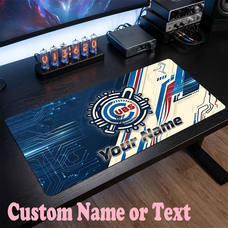 Chicago Cubs Customized Name Text Mouse Pad, Large Desk Mouse Mat Personalized Home Office Present