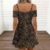 Women Spaghetti Strap Plus Size Dress Exotic Tropical Leaf Printed Loose Vacation Gown