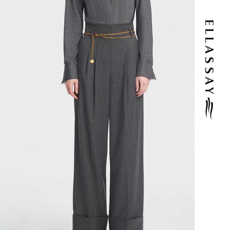 ELLASSAY 3D Tailored Cuffed High-Waist Trousers EWB353K00900