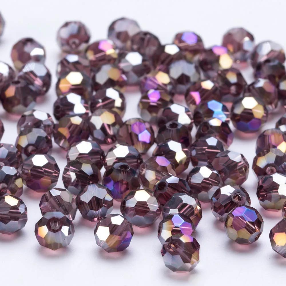 3 4 6 8mm AB color Round Crystal Beads Faceted Transparent Glass Bead Loose Spacer Bead for Jewerly Making DIY Bracelet Necklace