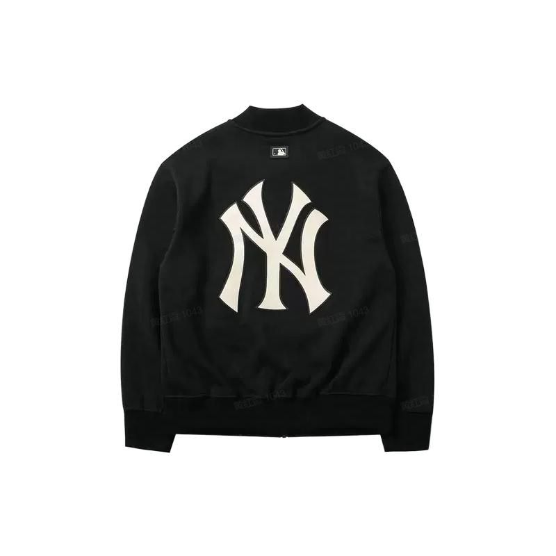 MLB SS22 Logo Embroidered Zip-Up Long Sleeve Baseball Jacket Unisex Jackets Black 3AJP01016-50BKS