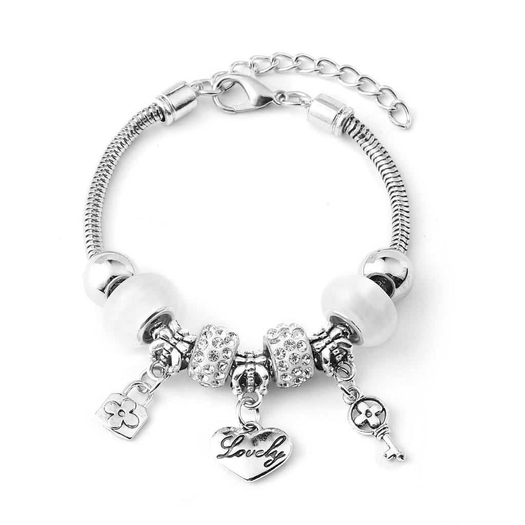 Vintage Handmade Alloy Large Hole Glass Bead Elephant Tree of Life Design Transparent Bracelet Multiple Styles Available