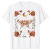 Oversized Black Crew Neck Short Sleeve Shirt With Floral Pattern Crescent Moon Roses Moth Vintage Dark Academia Goth Occult Aest