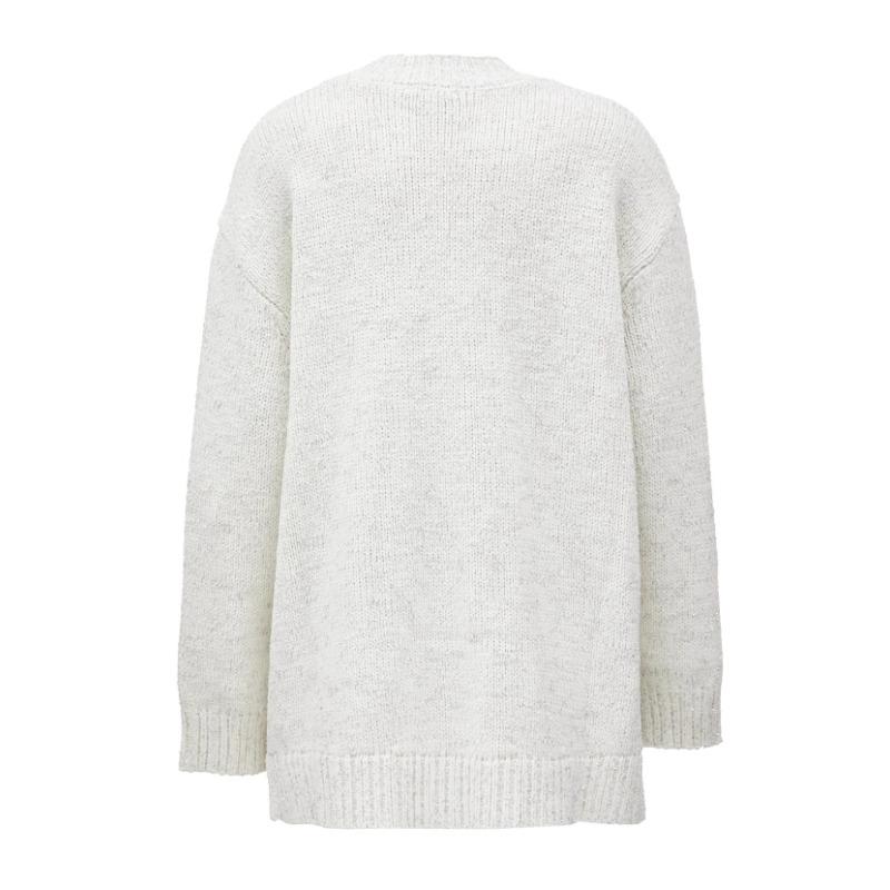 Dimanaf 2025 Sweaters Solid Cardigan Autumn Pockets Women Print V-Neck Sweaters Knitting Loose Sweater