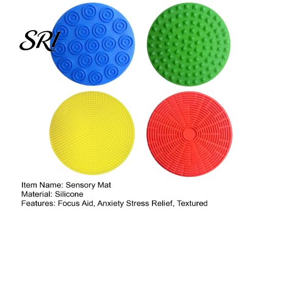 Multi-texture Fidget Mat 4Pcs/Set Silicone Sensory Focus Aid Anxiety Stress Relief Textured Toy Quiet Decompression Round Tactile Pad Desk Durable