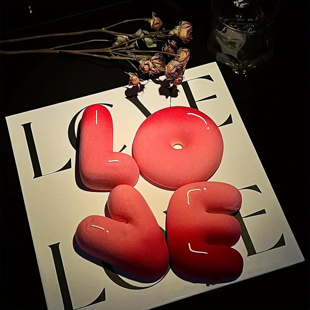 4pcs LOVE Silicone French Mousse Cake Mold Set for Valentine's Day and Chinese Valentine's Day Dessert Baking