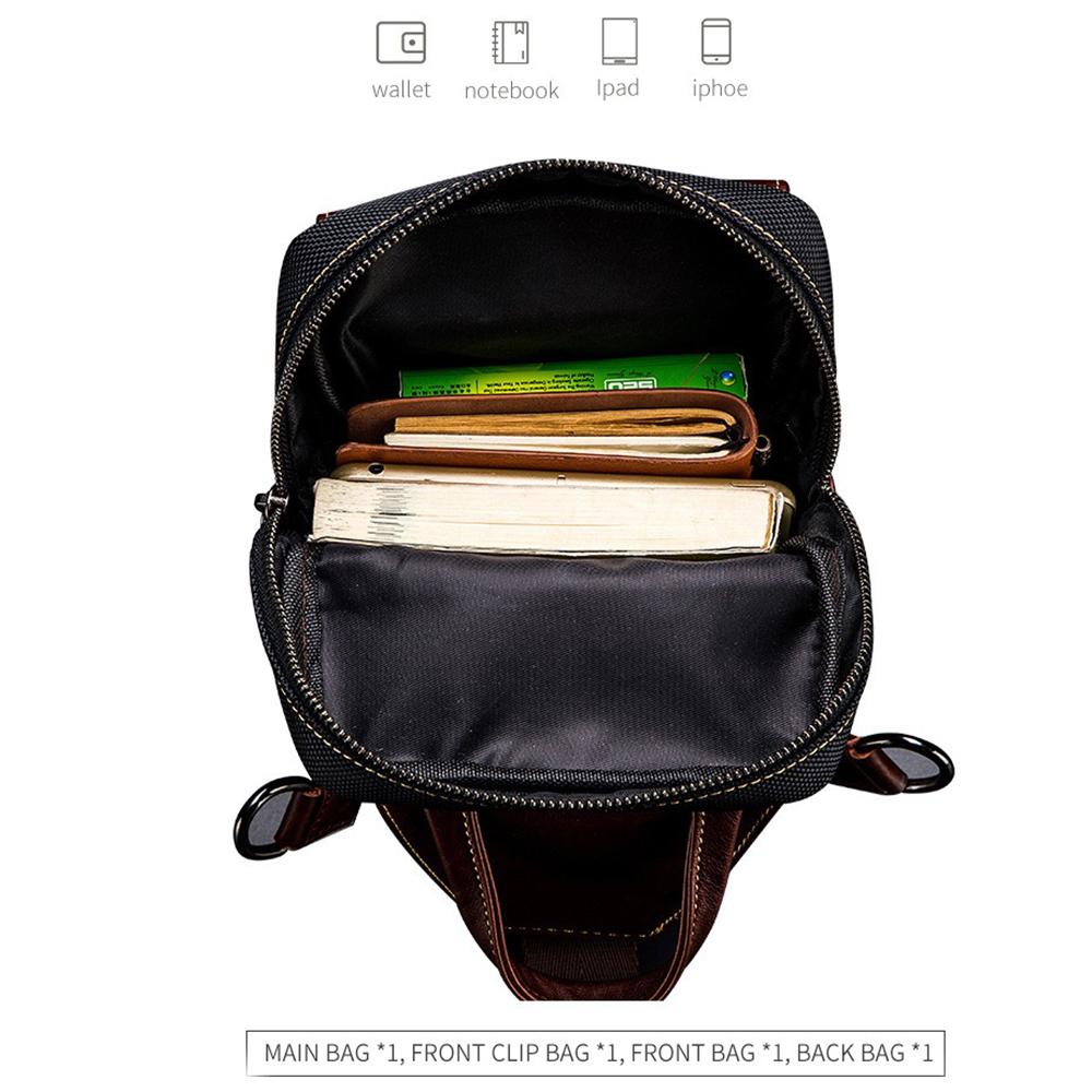 BULLCAPTAIN Geantă pentru bărbați din piele de vacă cu stratul întâi, la modă, cu cureaua pentru piept, geantă pentru bărbați, geantă peste umăr, geantă pentru piept pentru bărbați