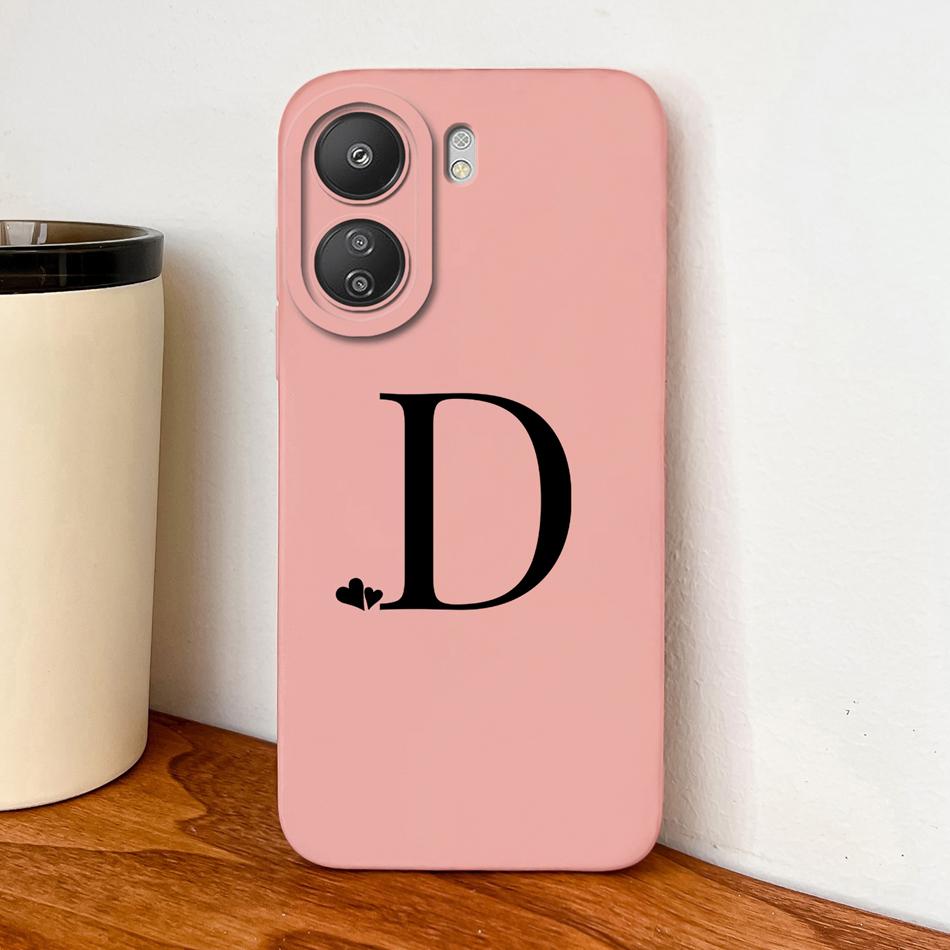 For POCO C65 C75 C55 Case Little Heart Letters Phone Housing For POCO C 75 4G 5G Soft Liquid Silicone Full Protection Back Cover