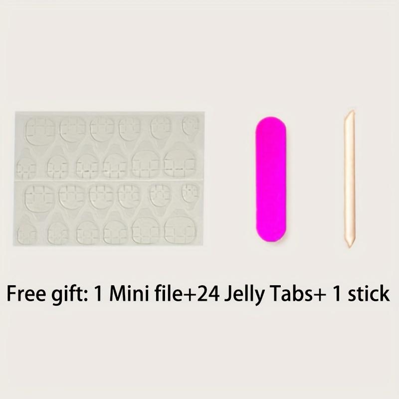 24 Pcs Glossy Medium Square Press On Nails French Style False Nails Glitter Reusable Fake Nails For Women