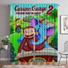 Curious George Curtains for Bedroom Curtains Child Room Shades Window Curtain Partition Halloween Decoration Living Kitchen Home