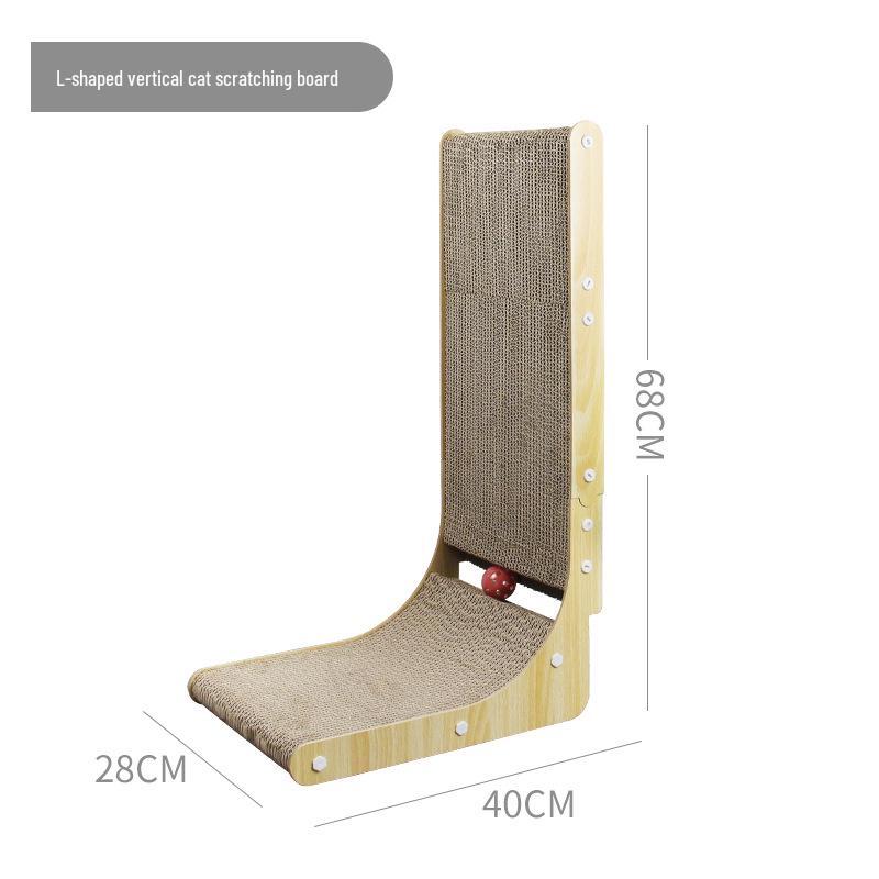 Large L-Shaped Wall-Mounted Cat Scratching Board and Bed Combo