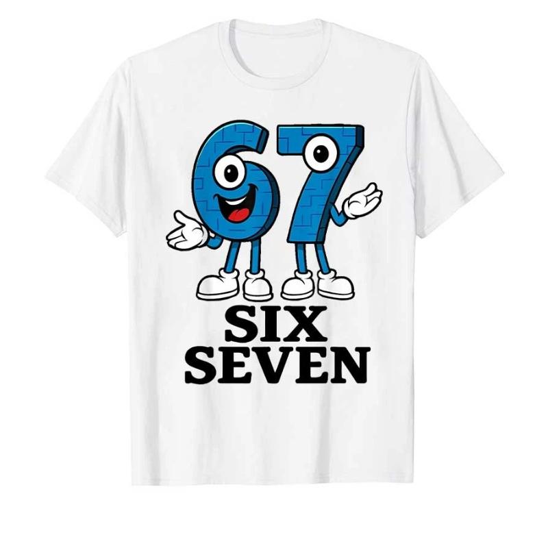 67 Six Seven 6-7 - Funny Italian Brainrot Kids Gaming Meme T-shirt For Men Women 100% Cotton T Shirts Short Sleeve Tops
