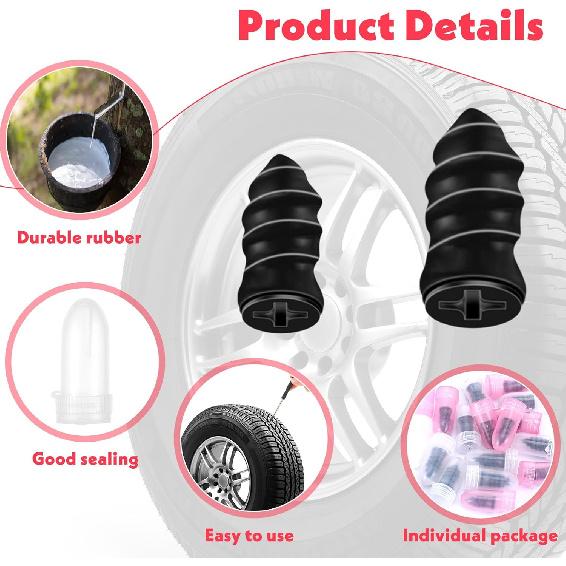 50 Pcs Tire Repair Rubber Nail Kit,Tire Repair Plugs,Rubber Tire Plug Fast Tool Self-Service Repair Nail For Car Motorcycle Truck (2 Size)