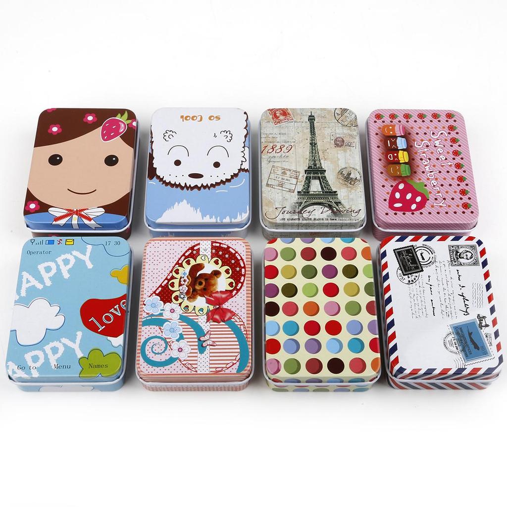 Small Storage Boxes Mini Cute Kawaii Cartoon Tin Metal Box Case Home Storage Organizer For Jewelry Kids Toy Gift Home Supplies