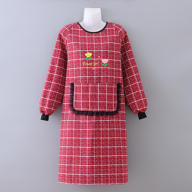 Plus Size Reversible Long Sleeve Work Apron