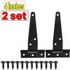 3/4/6 Inch Black T-Strap Hinges Rustic Gate Strap Hinge Rustproof Gate Door Black Hinges for Windows, Fence and Barn Gates