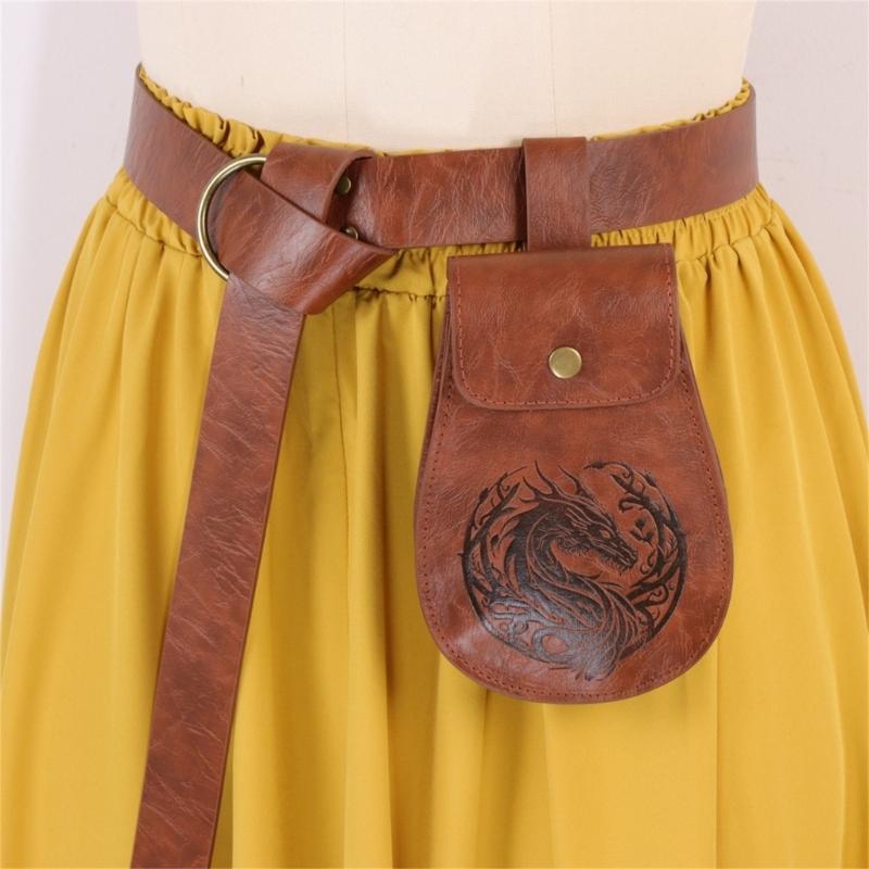 Wear Resistant Medieval Style Waist Pouch 2 Piece Set Key Holder Phone Bag For Hiking Festivals Daily Essential