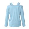 Damen-T-Shirts mit kalter Schulter, modisch, lässig, Spitze, Langarm, V-Ausschnitt, lockere Passform, Tunika, T-Shirt, sexy Blusen