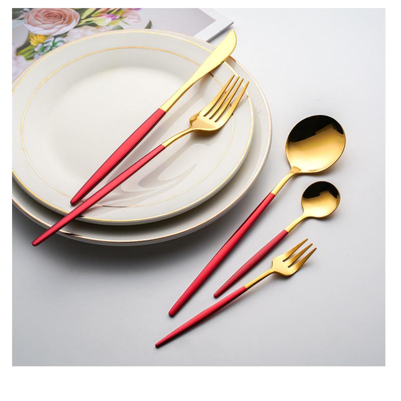30pcs Gold Western Dinnerware Set Stainless Steel Cutlery Set Fork Knife Spoon Tableware Set Flatware Set Silverware Set