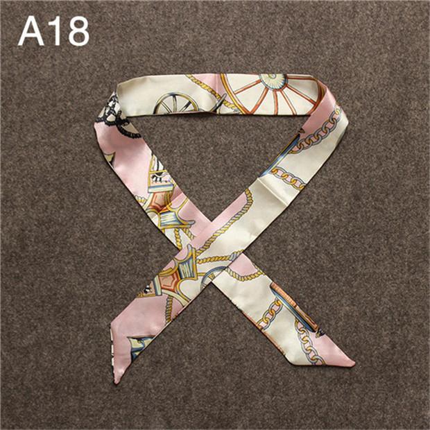Fashion Skinny Bag Scarf Women Small Print Silk Scarf Letter Plaid Striped Head Scarf Handle Bag Ribbon Brand Scarves Warps