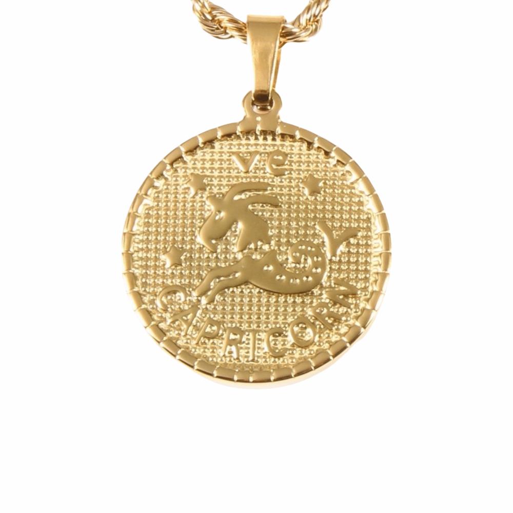 18K Gold Coin Coin Pendant Necklace 12 Constellation Bag Pendant Charms DIY Jewelry Making