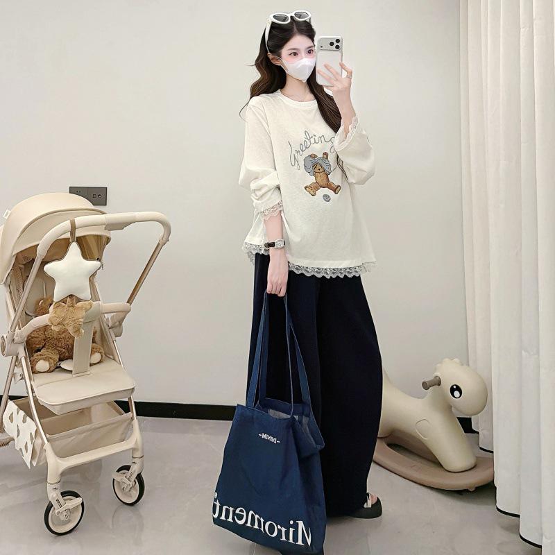 2026 Spring Korean Style Loose Maternity T-Shirt - Plus Size & Hoodie Option