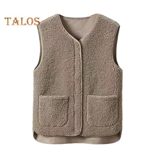 

Женский жилет осень-весна с круглым вырезом, толстый флис, карманы, однотонный, без рукавов, застежка-молния, ретро, теплый, для офиса, улицы, дома, отпуска, многослойный XXXL