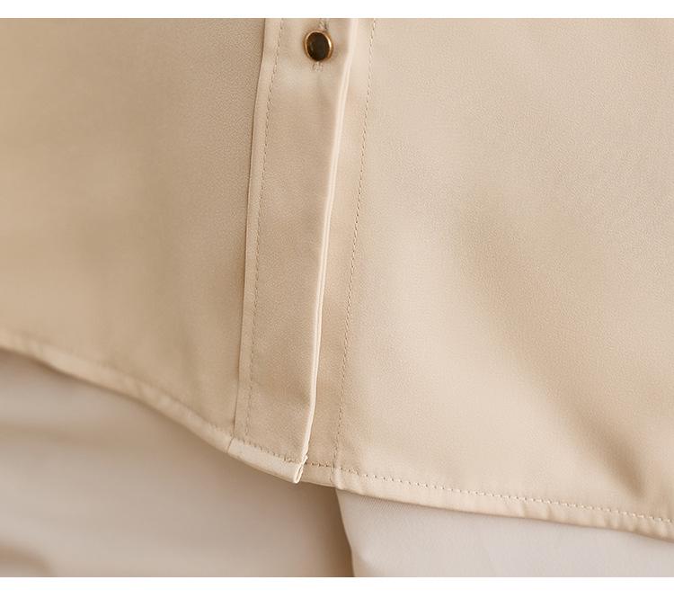 Women's Chic Early Spring Glossy Satin Long-Sleeve Shirt - Fashionable High-End Office Wear