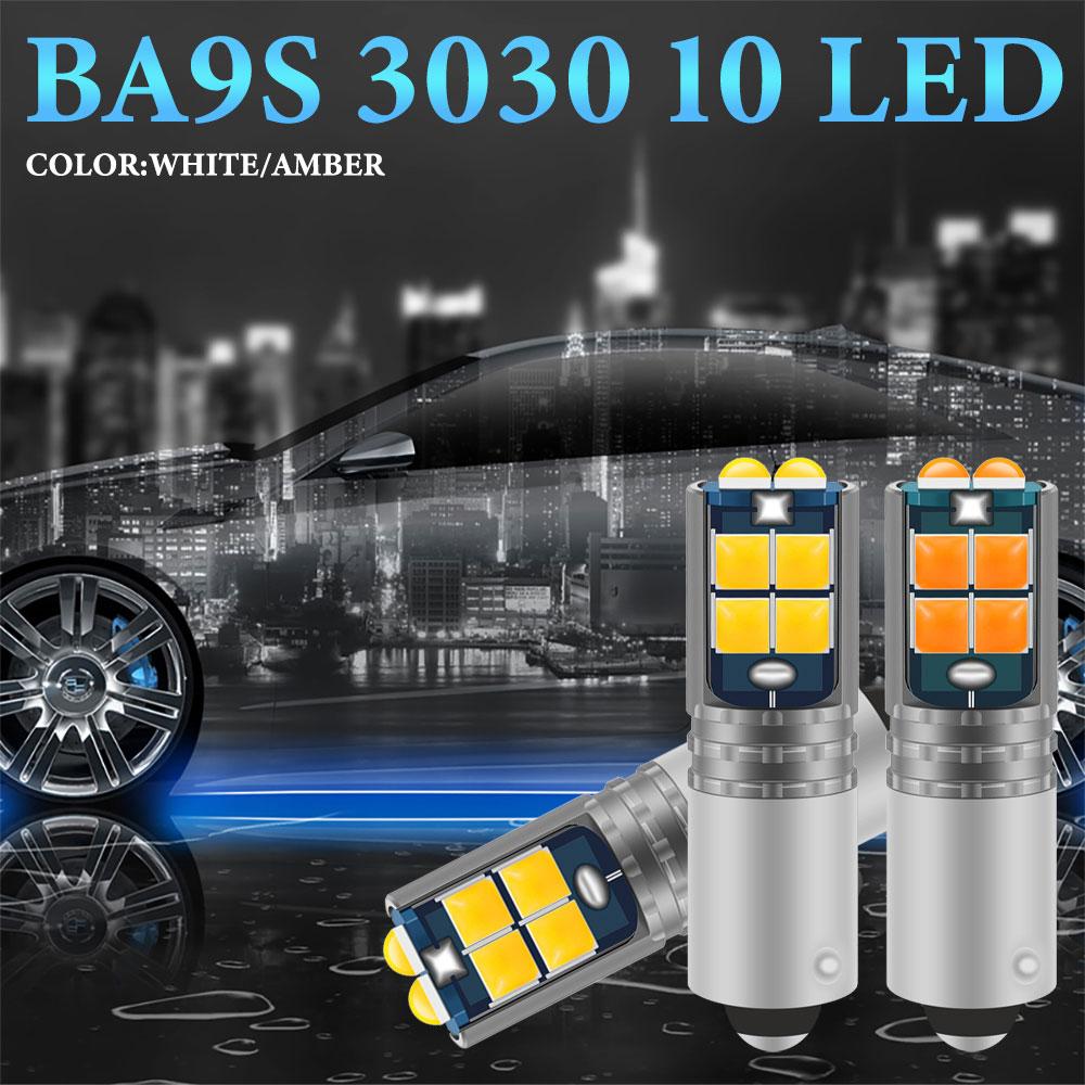 2 Stück BA9S BAX9S BAY9S LED-Lampen 3030 Chip 10SMD T4W H6W Auto Innenraum Lese-Deckenleuchten Kennzeichenbeleuchtung Auto-Parkleuchten