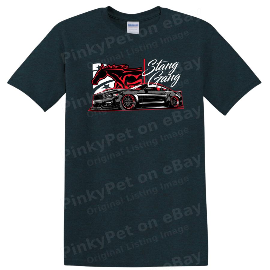 Black Mustang Horse Car T Shirt for Auto Lovers Cool Graphic Tee Style