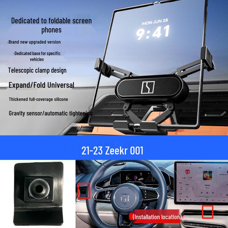 Zeekr 001 Car Mount: Foldable Screen Phone Holder for Air Vent & Dashboard