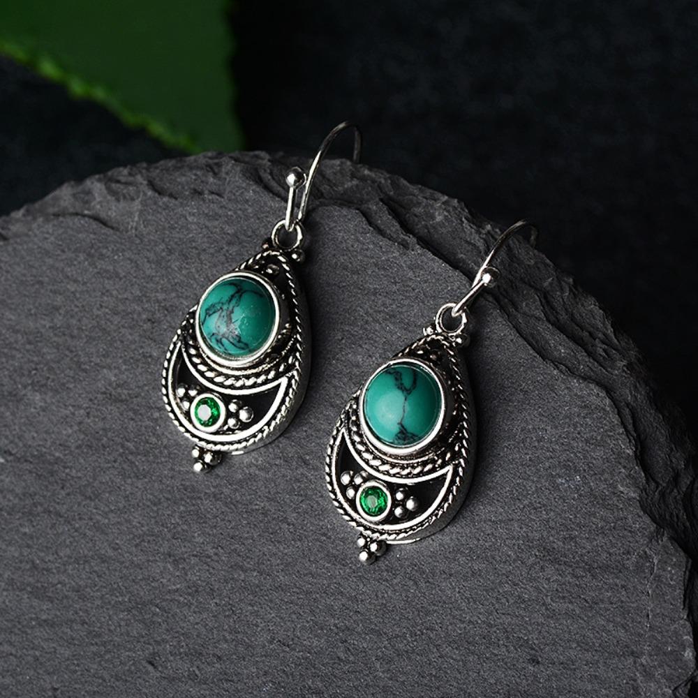 Vintage Turquoise Earrings Boho Silver Dangle Earrings Fashion Jewelry for Women
