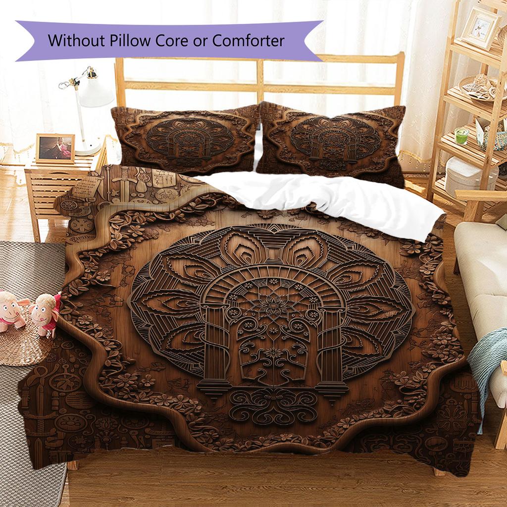 Embossedtotem Pattern Bedding Quilt Set Quilt Cover Pillowcase Home Decoration Birthday Gift (1 * duvet cover + 2 * pillowcase, without core)