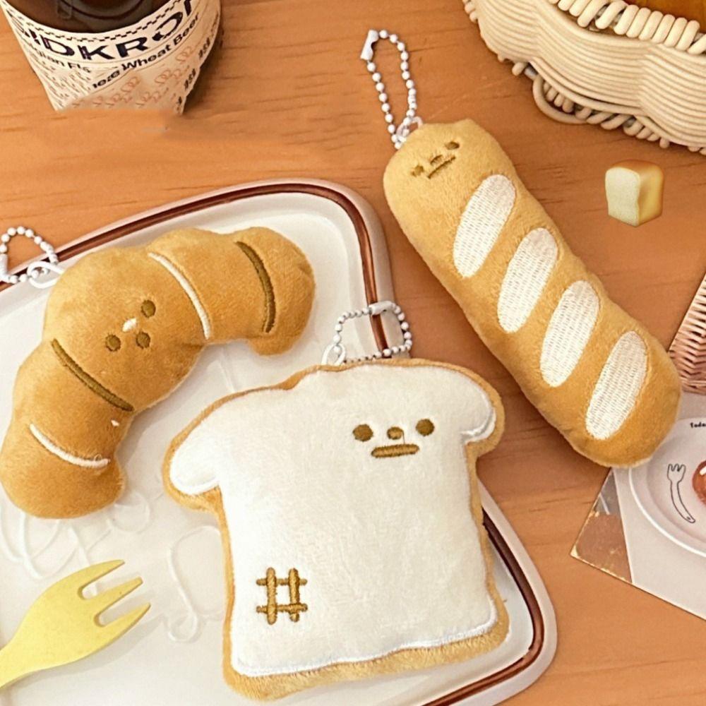 Croissant Plush Bread Key Chain Cartoon Bag Pendant Funny Food Plush Keychain  Backpack Decor