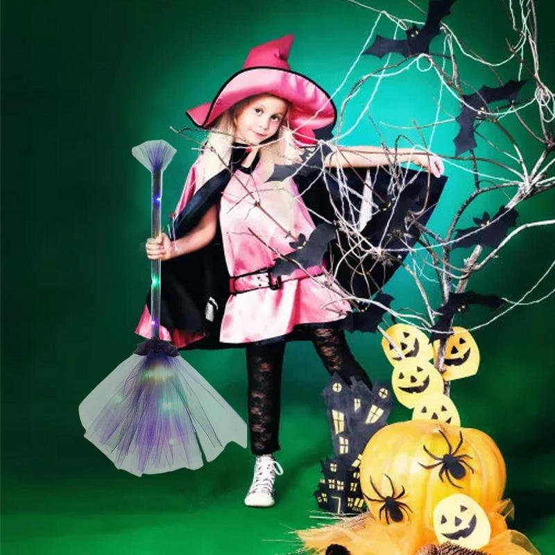 LED Halloween Party Witch Broom Kids Plastic Cosplay Flying Broomstick Props For Masquerade Halloween Cosplay Accessories