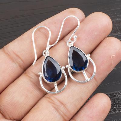 Topacio Azul de Londres Pendientes de Plata de Ley 925 Sólida, Pendientes de Piedras Preciosas Hechos a Mano Joyería, Regalos Para Esposa Pendientes Nuevos