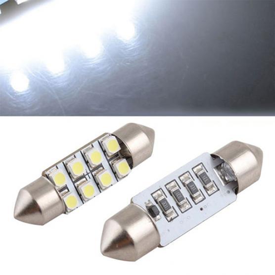 2 szt. 36mm samochodowa żarówka do wnętrza samochodu 8LED SMD czysta biała żarówka kopułkowa Festoon